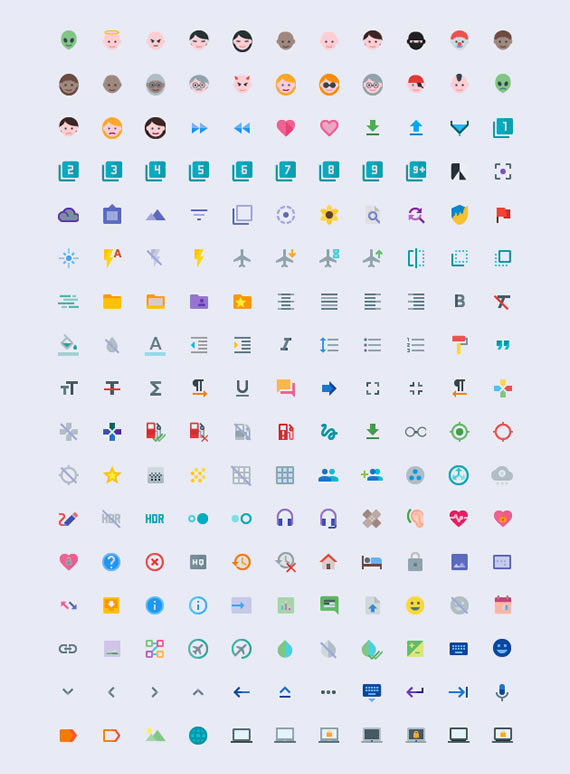 Iconos planos para Material Design