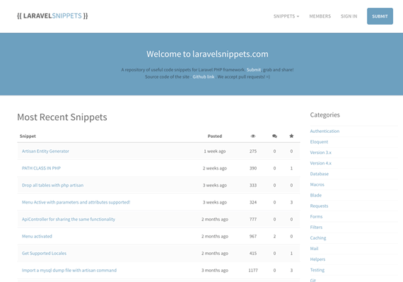 snippets para laravel