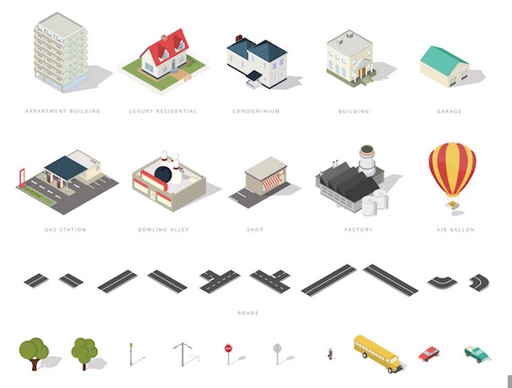 Iconos para mapas con vista isométrica