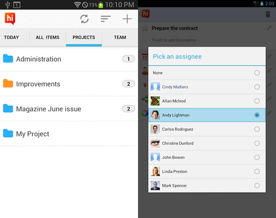 Gestionar proyectos grupales en Android con hi Task