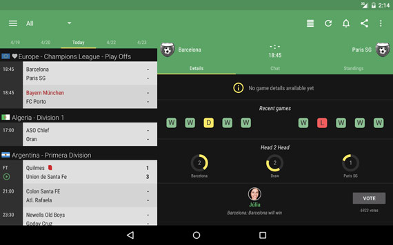 Apps Android para ver resultados deportivos