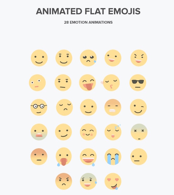 Vista previa de emoticones animados estilo plano