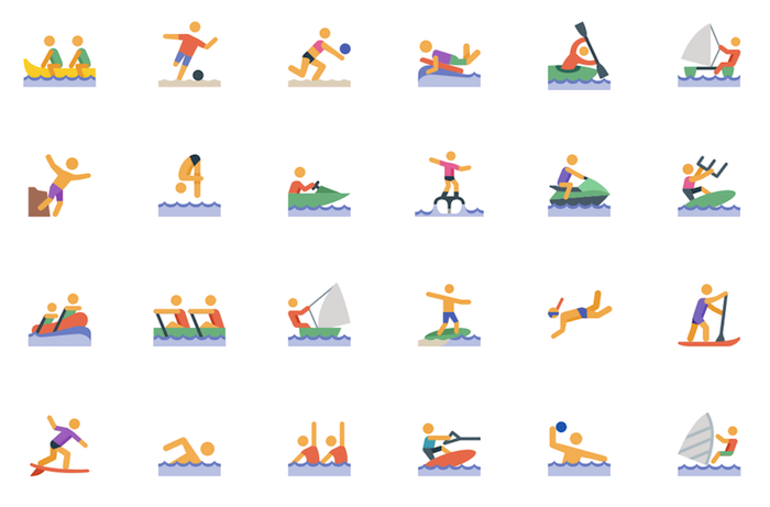 Iconos sobre deportes acuáticos en formato .svg