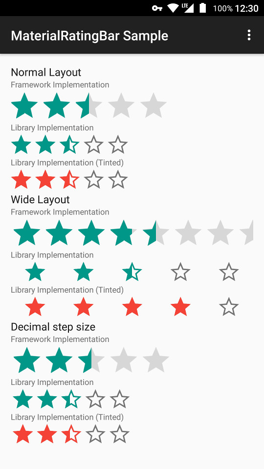 rating bar para Android