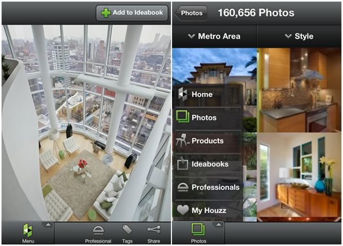 Pantallas de la aplicación Houzz