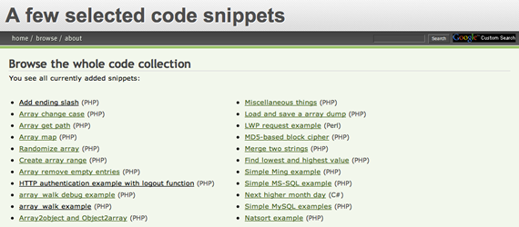 galeria de snippets php gratis