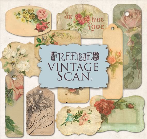 Vista previa de etiquetas estilo vintage con decoraciones de rosas