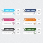 Botones anchos de las redes sociales con slider en PSD