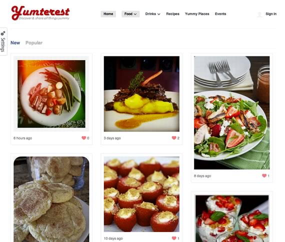 Vista previa de Yumterest, recetas y fotos de alimentos
