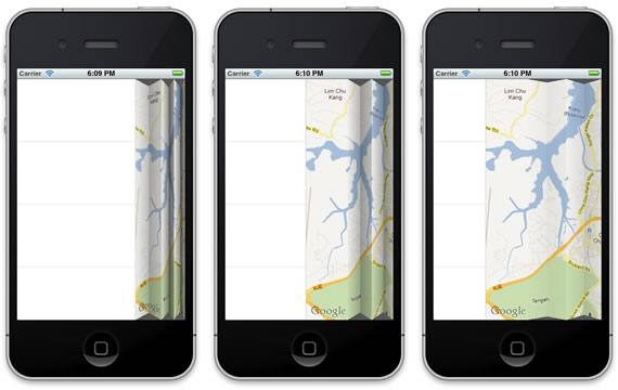 Transicion efecto papel para iOS