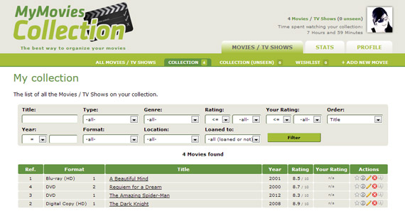 Organizar películas online