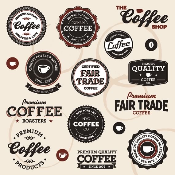 Vista previa de emblemas de cafés y restaurantes