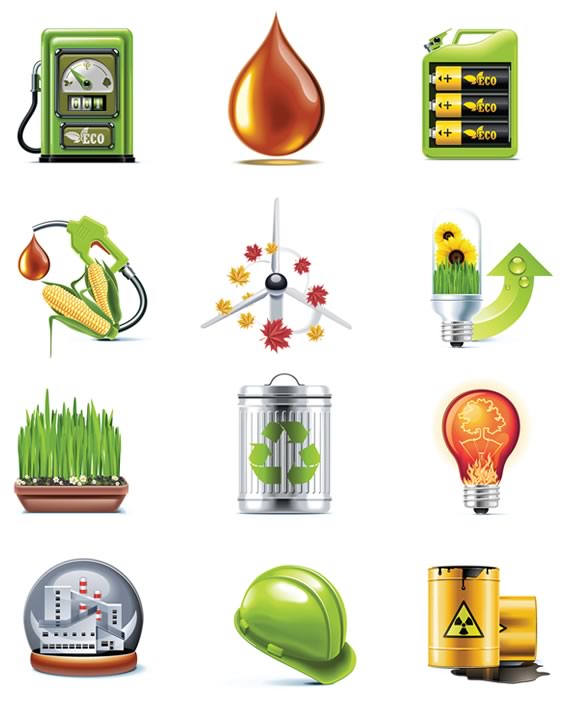 Vista previa de iconos de biocombustibles