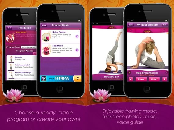 Screenies de aplicación de Yoga para iOS