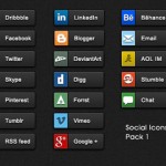Botones con íconos sociales en PSD