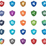 Set de iconos sociales estilo escudos