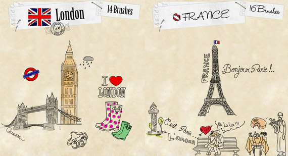 Brushes de Paris y Londres para Photoshop