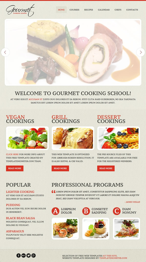 Plantilla web HTML para gastronomía