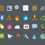 25 iconos planos en formato PSD