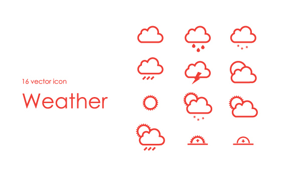 16 iconos de clima en formato PSD
