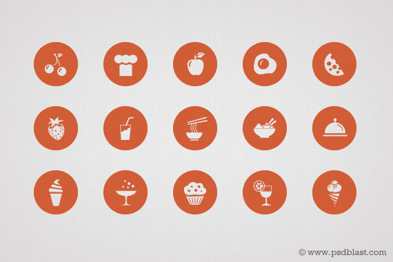 Iconos de alimentos en formato PSD