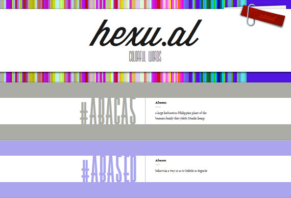 Hexu.al: Colores hexadecimales en palabras