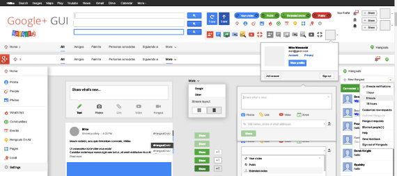 UI de Google+ en PSD gratuita