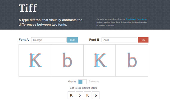Comparar tipografías online con Tiff