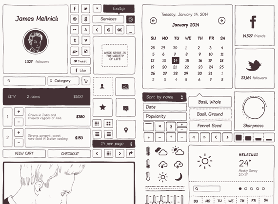 Basiliq: Completo set UI estilo sketchy