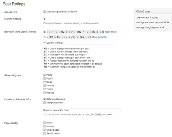 Ratings para WordPress vía plugin