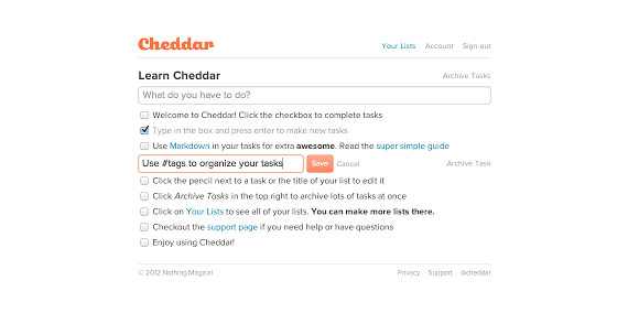 Listados de tareas en Chrome con Cheddar