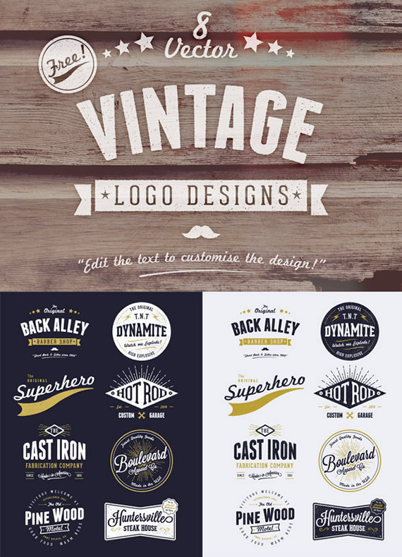 Customizable Vector Vintage Style Logo Designs