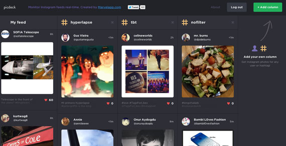 Picdeck: Visor de Instagram estilo Tweetdeck