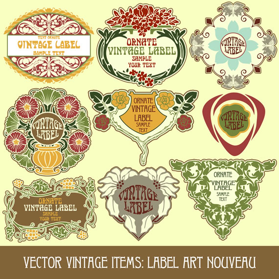 Floral Art Nouveau Emblems